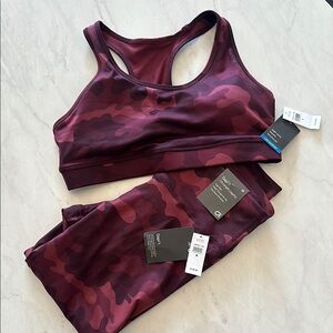 GAP fit Women's Camouflage Sports Bra and Leggings Set - Burgundy
